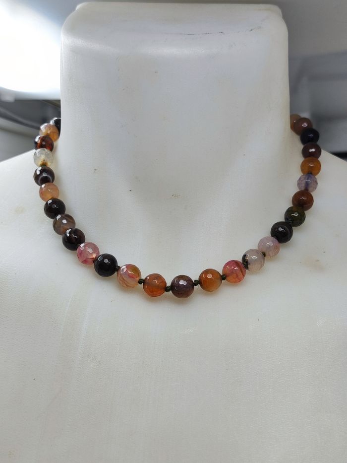 Collier un agate semis précieux perle naturel - photo numéro 2