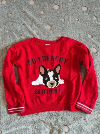 Sweat bouledogue français sequins 10 ans