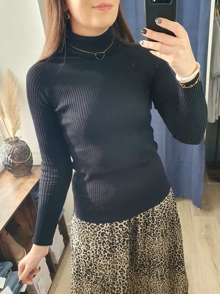Pull fin col roulé noir Reims Taille unique - photo numéro 3