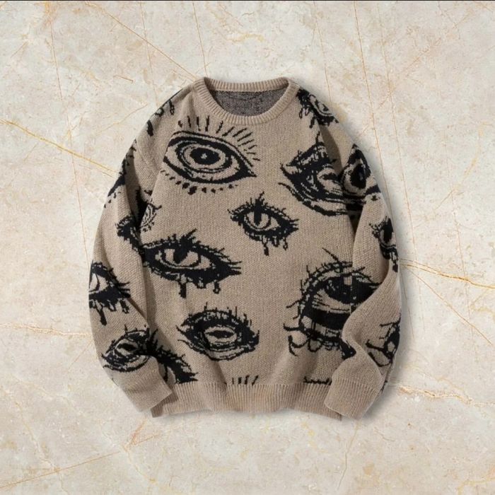 Knit Diable Sweater Y2K Vintage Oversized 90s Taille M – Crewneck Old School Americain Streetwear