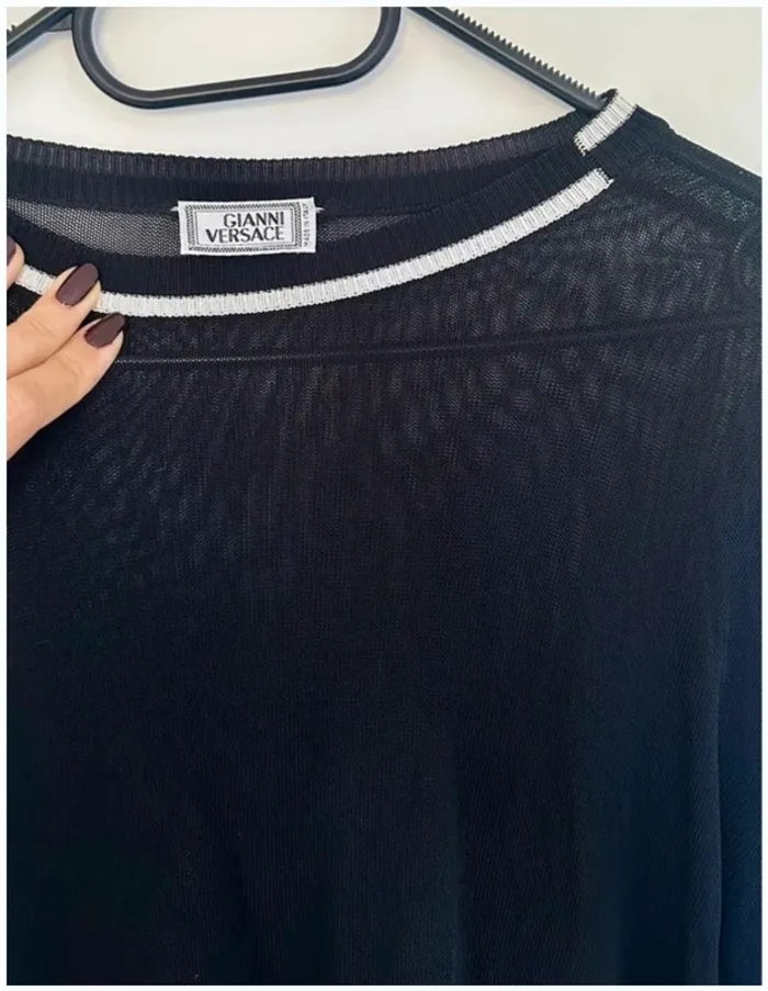 Haut Versace noir en maille fine  XL bon état - photo numéro 6