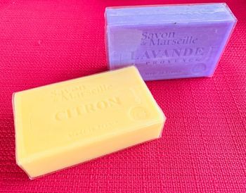 Lot 2 savons de Marseille, Lavande et citron, pur végétal