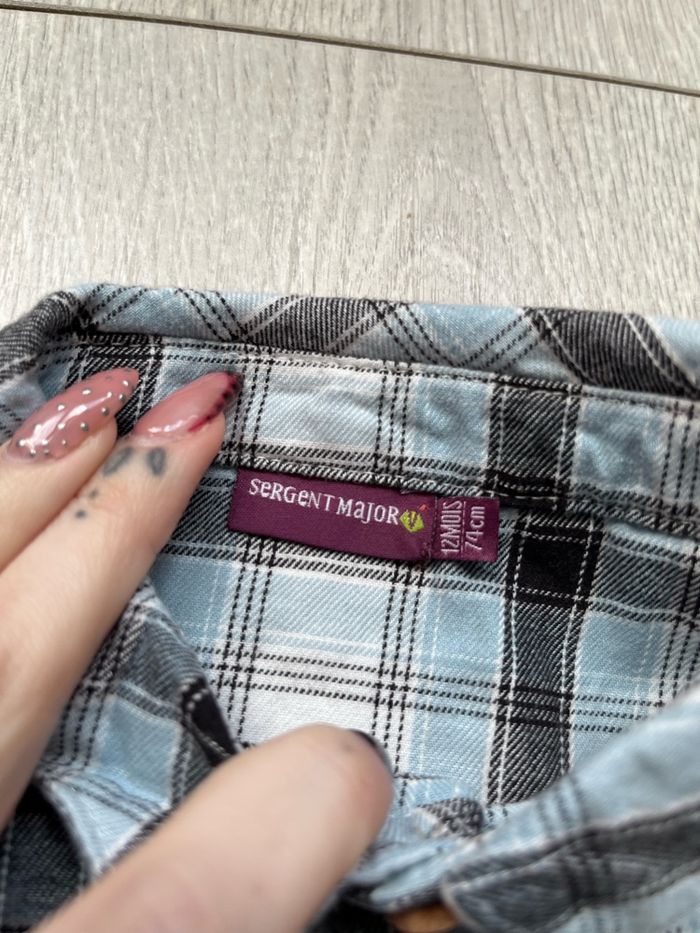 Chemise bleue à carreaux sergent Major 12 mois - photo numéro 4