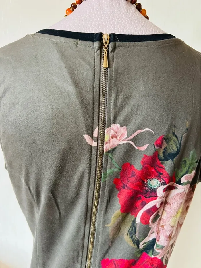 🌺🍁Robe vintage automnale kaki fleurie bohème chic S/M Autumn dress floral beaded details🍁🌺 - photo numéro 11