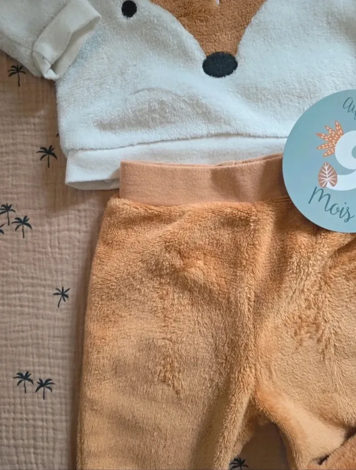 Ensemble bébé P’tit Bisou 9 mois – motif renard - photo numéro 3