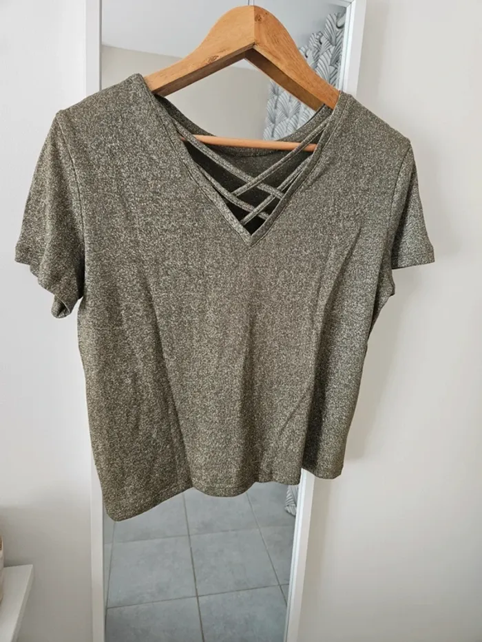 Top kaki lurex doré Le dressing de nana - photo numéro 3