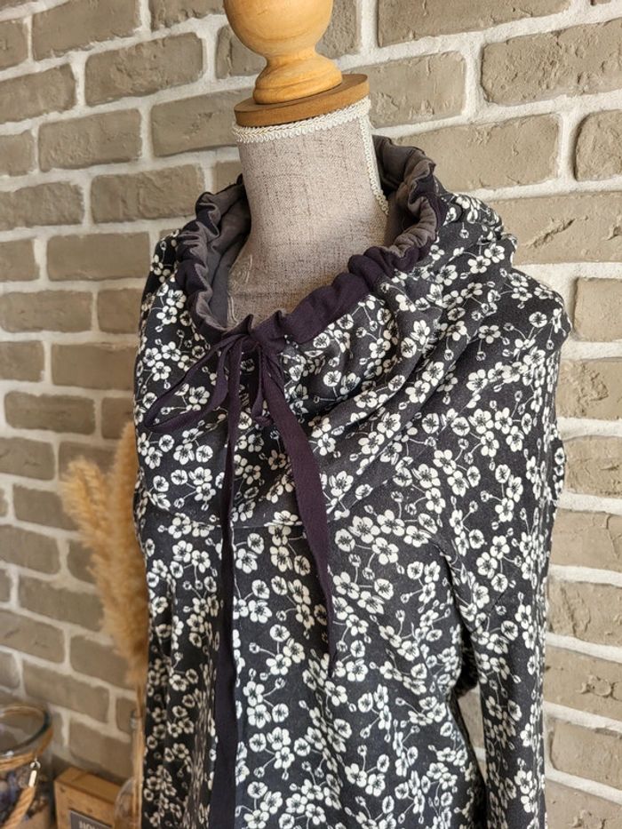 Sweat à col cheminée imprimé fleuri - Up Rise - chanvre et coton bio - photo numéro 5