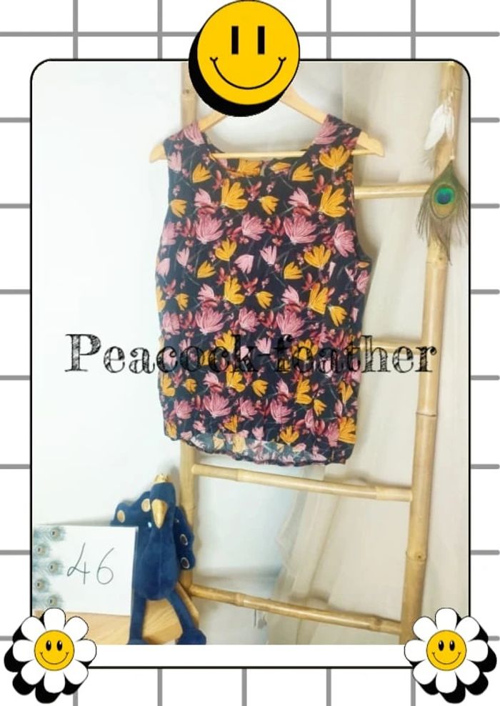 Haut débardeur fleuri noir 46