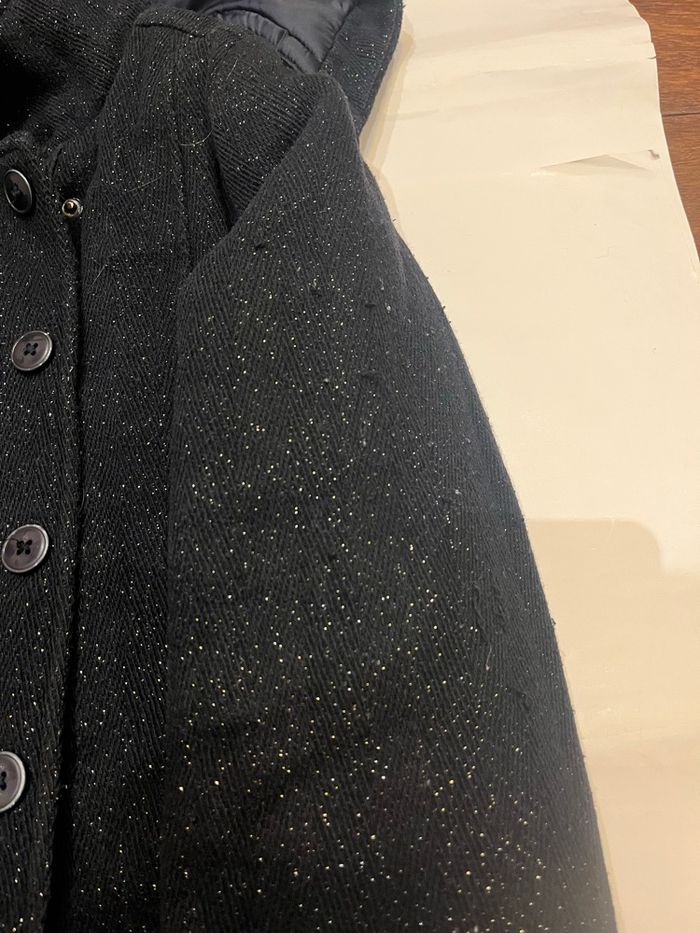 Manteau bleu marine long à paillettes et capuche tape à l’œil taille 12 ans fille - photo numéro 7