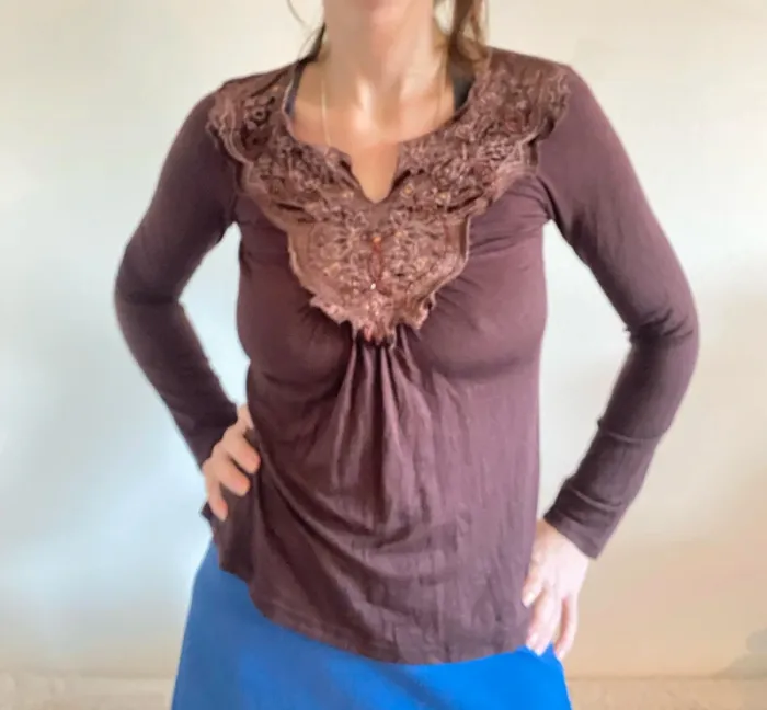 joli haut marron S/M 🔸 T.36