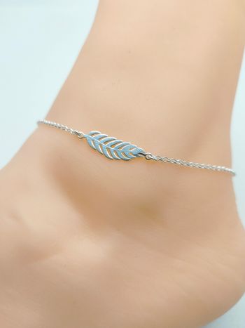 Chaîne de cheville plume en argent 925