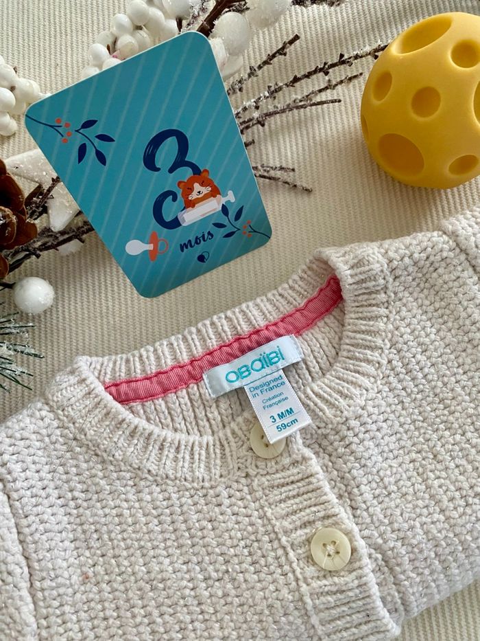 Gilet rose / crème paillette Obaibi - photo numéro 3