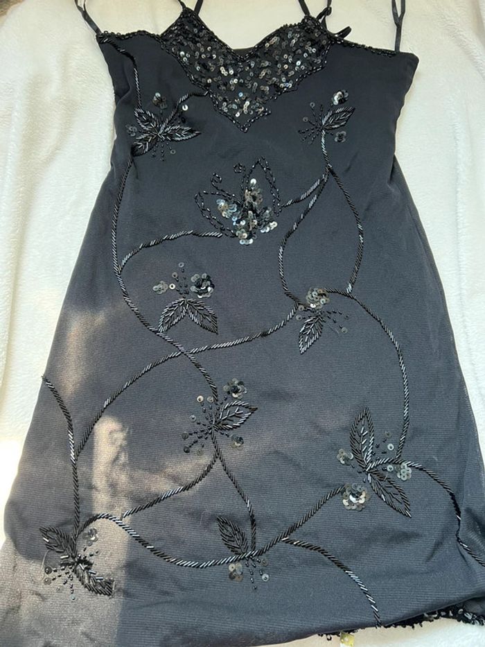 Robe midi perles sequins Goth Coquette vintage 90s - Taille M/L - photo numéro 6
