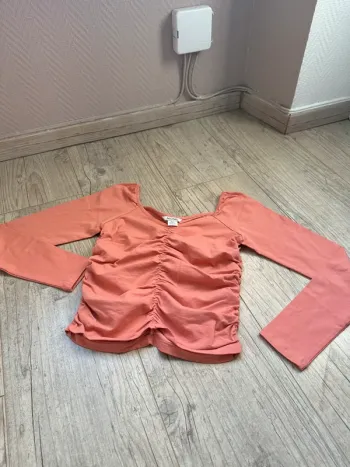 Top manches longues monki froncé XXs rose