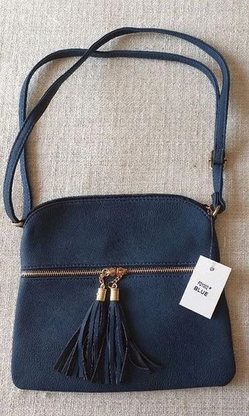 Sac bandoulière marine à pompons