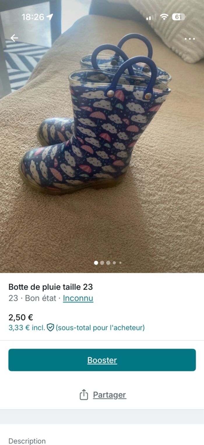 Botte de pluie fille taille 23