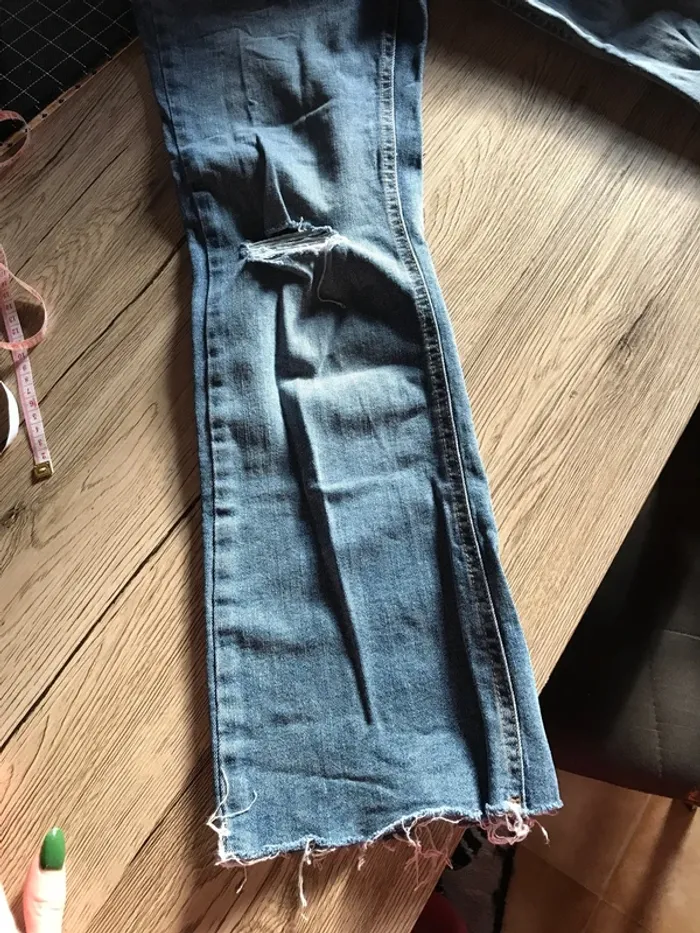 Jeans creeks trouée genoux taille haute - photo numéro 2
