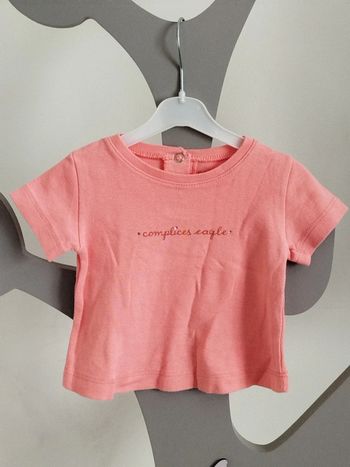 Tee-shirt manches courtes corail Complices taille 6 mois