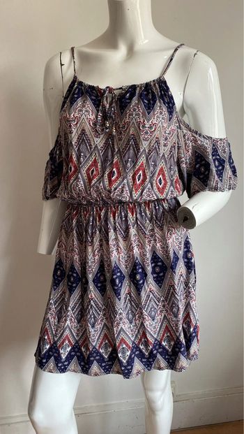 Robe à motifs bleu rouge boheme taille S/M