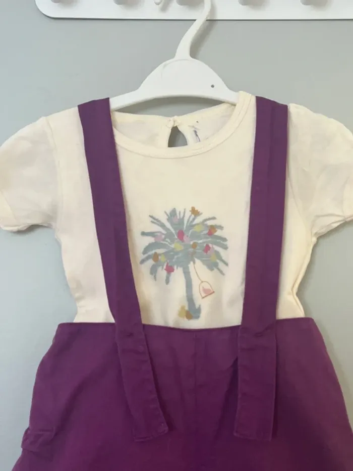 Ensemble salopette short et tee shirt manches courtes taille 3 ans - photo numéro 2