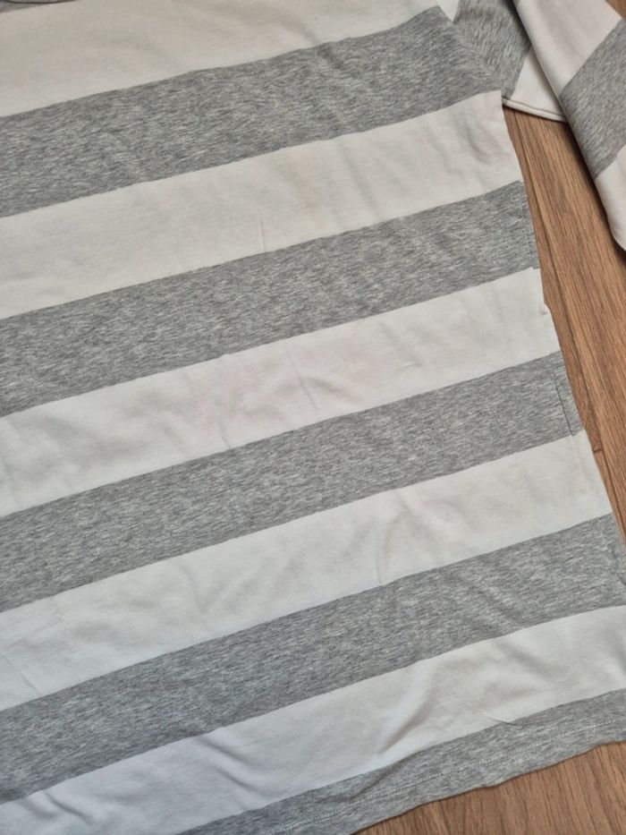 T shirt rayé manches 3/4 gris blanc - photo numéro 4