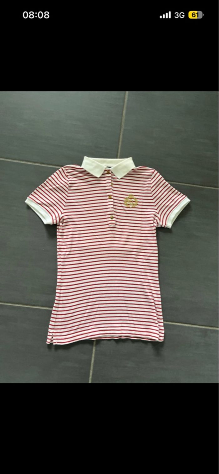 Polo Ralph Lauren XXS 16ans Femme Fille Marinière Rouge Blanc