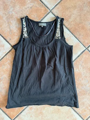 Débardeur marron avec sequin sur bretelles taille m in extenso
