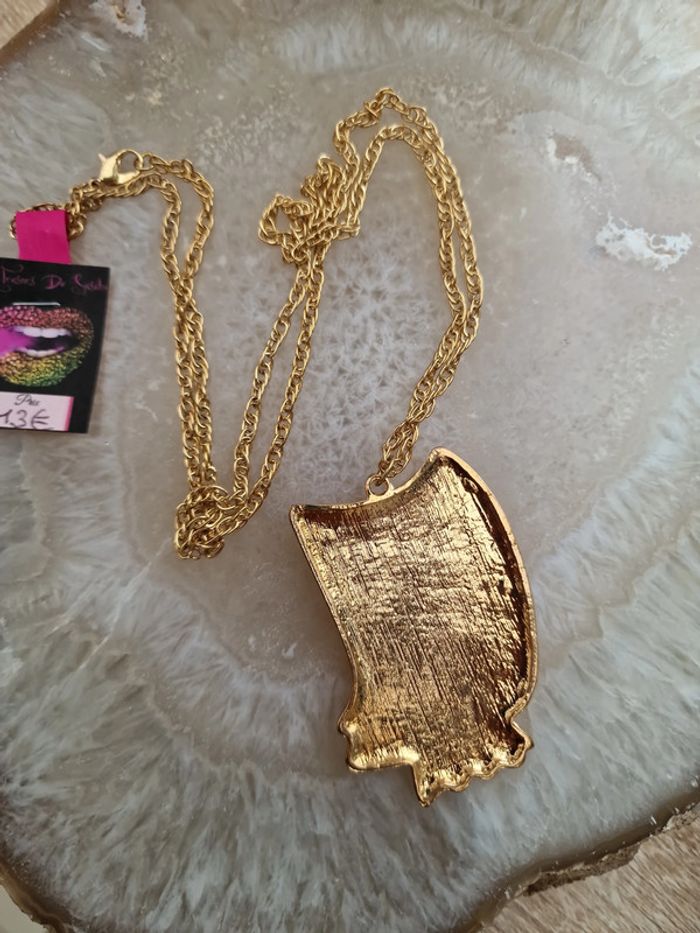 Collier Sautoir Doré Chouette Multicolore Strass - photo numéro 6