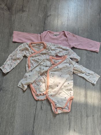 3 bodies fille Manches longues 6 mois