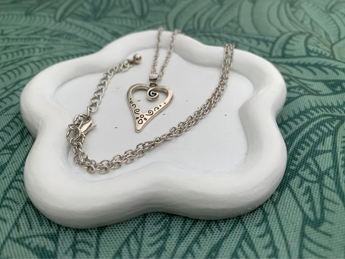 Collier vintage coeur en alliage argenté - photo numéro 7