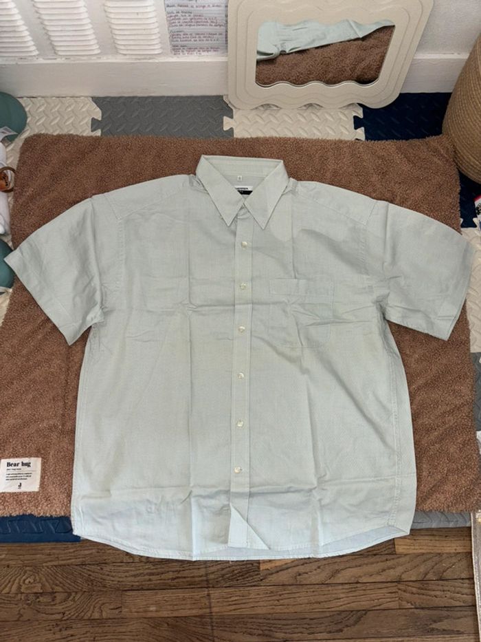 Chemise verte manches courtes à motif - photo numéro 2