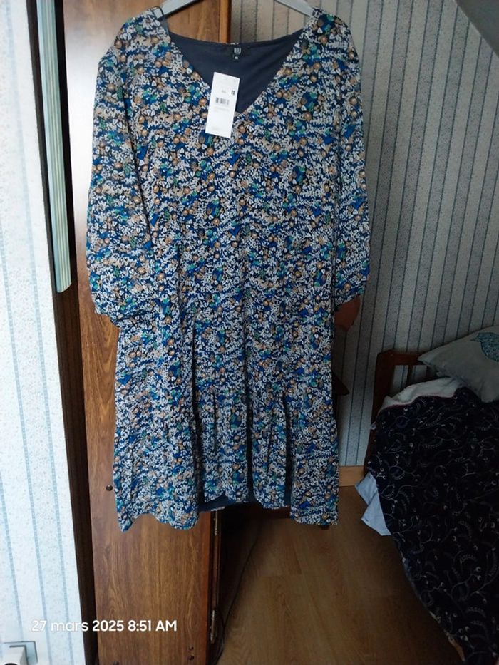 Robe courte imprimé à fleurs BLEU - Riu - taille 46 - photo numéro 4
