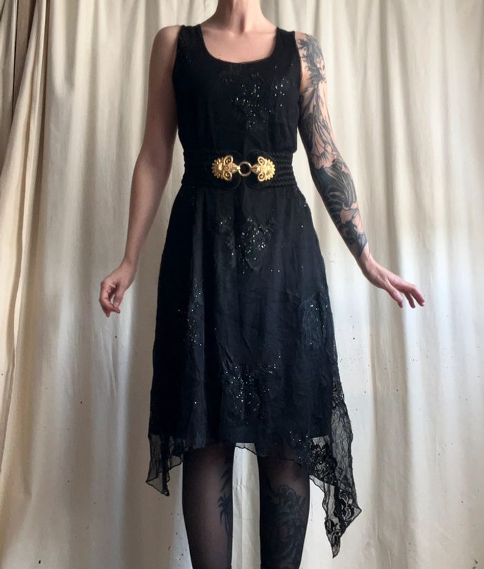 Robe vintage dentelle asymétrique Mall Goth vintage made in France 🇫🇷 90s - Taille L/XL