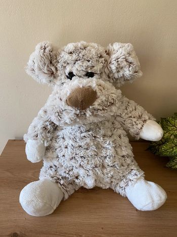 Doudou peluche gros chien blanc chine marron rodadou roda 36 cm