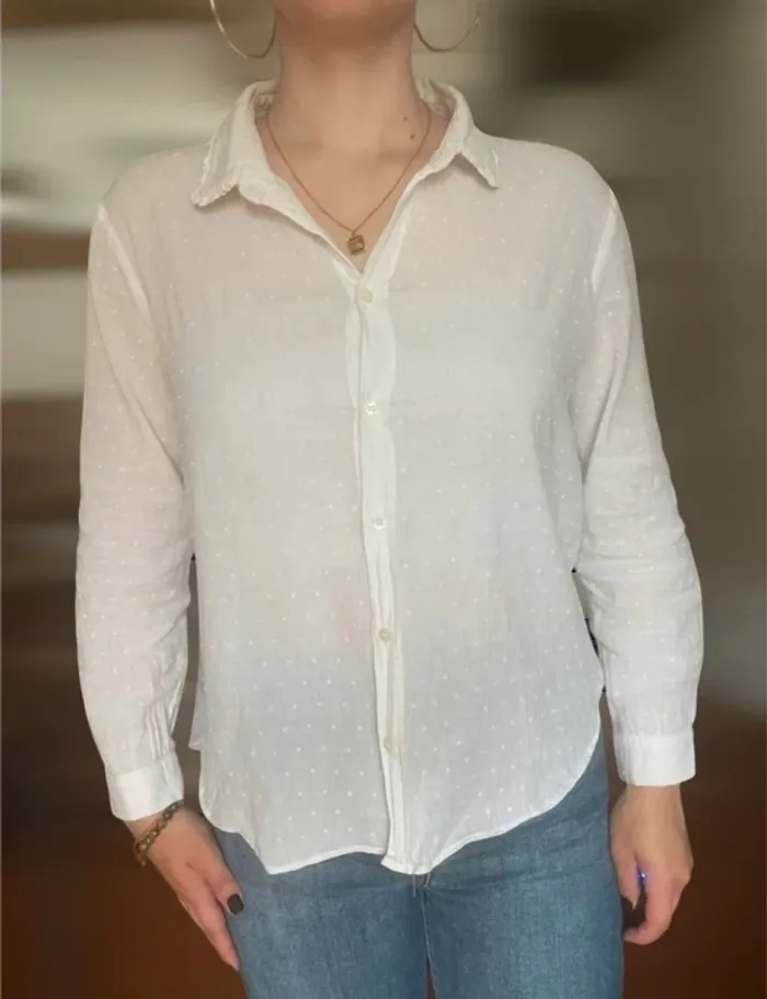 Chemisier bouse fluide blanc avec relief en coton. - photo numéro 2