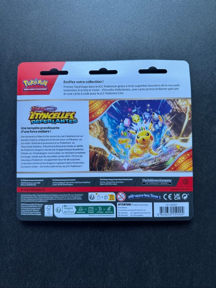 Pokémon Tripack Étincelles Déferlantes Écarlate et Violet EV08 Neuf Français - photo numéro 2