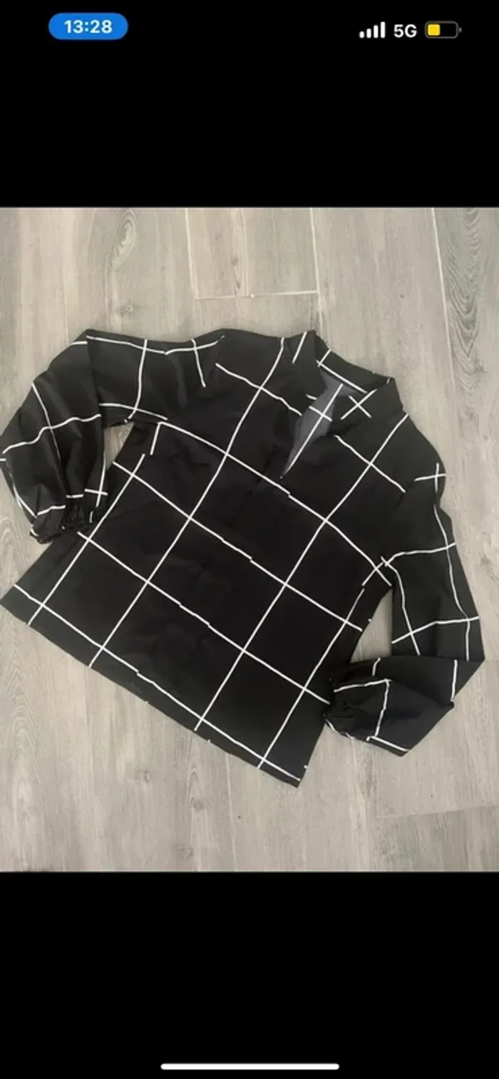 Chemiser à carreaux noir et blanc taille S