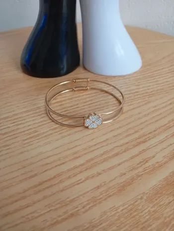 Idée cadeau femme Jonc en acier inoxydable femme trèfle à quatres feuilles