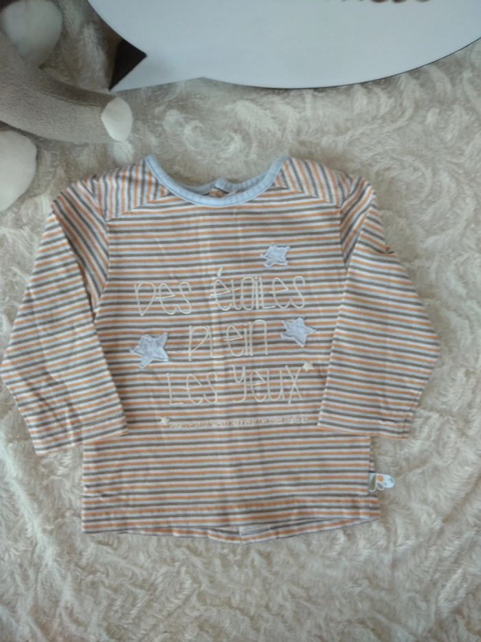 Tee shirt chemise manches longues Garçon 6 mois Étoile plein les yeux born to be Tao 100% coton - photo numéro 2