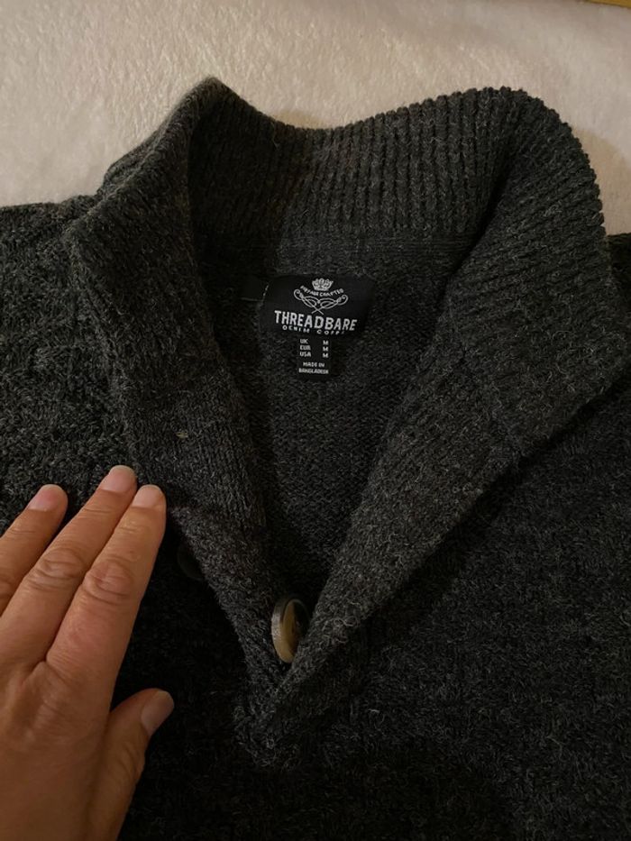 Superbe Pull Gris Chiné Avec  Boutons Taille M - photo numéro 11