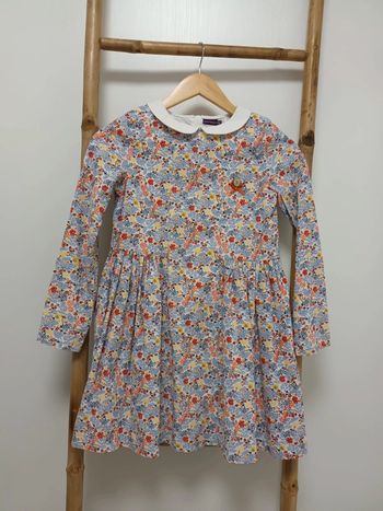 Jolie robe doublée en velours fleuri Liberty & col Claudine Sergent Major taille 11 ans