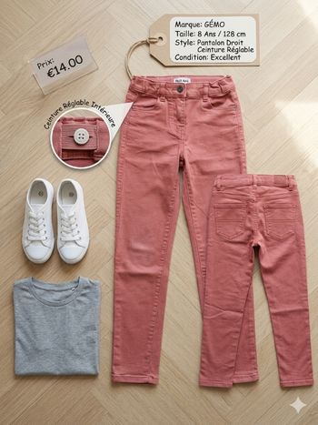 Superbe Pantalon Gémo Vieux Rose – Taille 8 ans