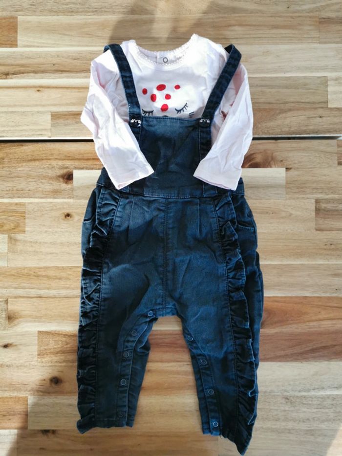 Ensemble salopette + T-shirt Catimini 12M
