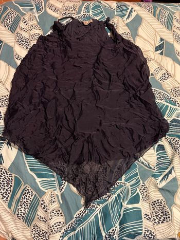 Neuf - Top bleu marine en soie / viscose - Taille unique