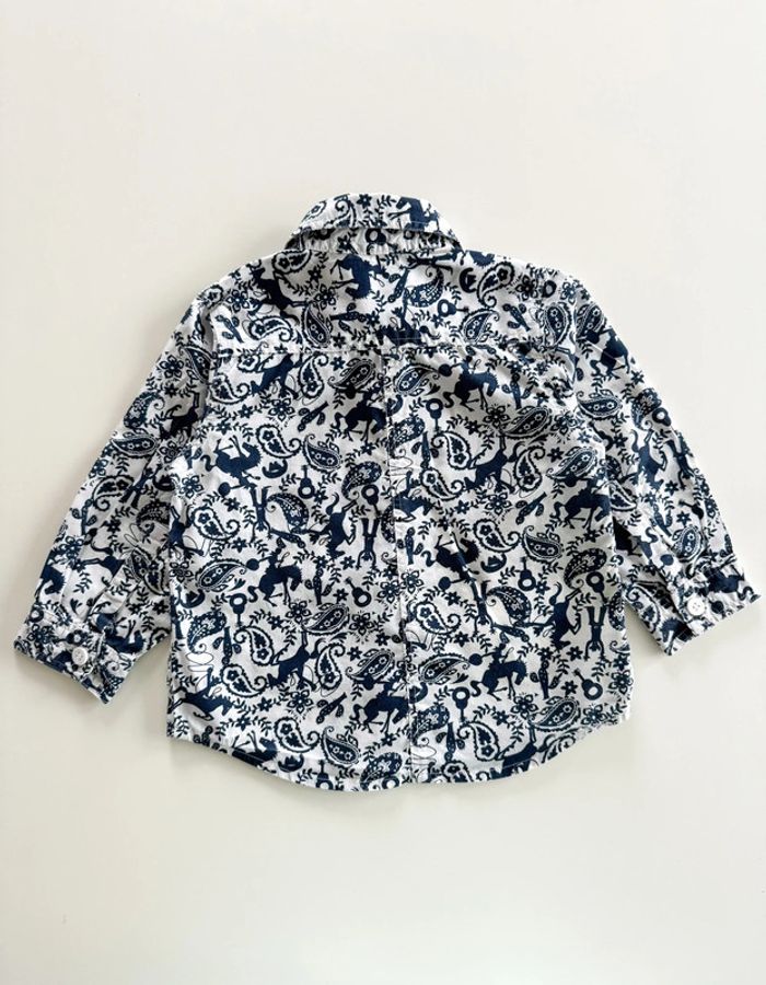 Chemise blanche à motifs bleu marine Petit Bateau Taille 18 mois - photo numéro 2