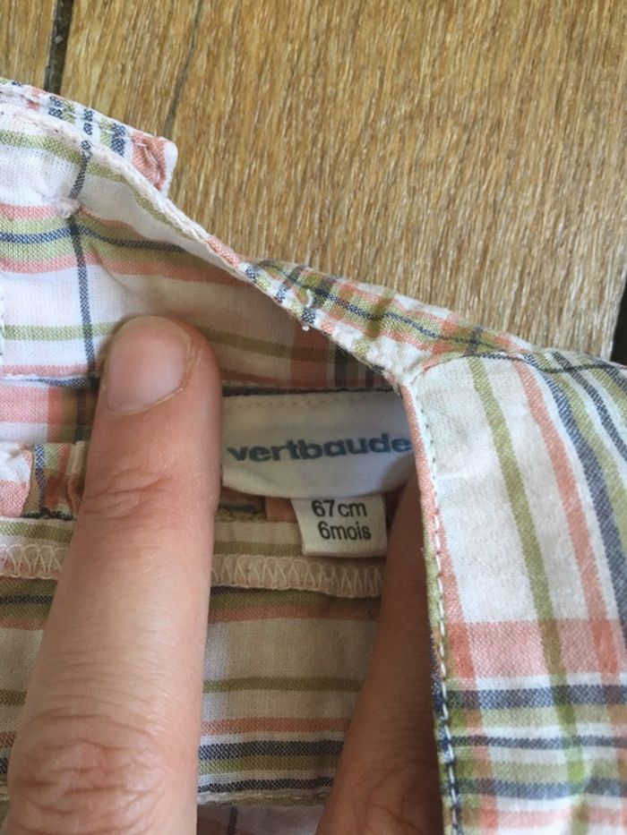 Jolie tunique à carreaux corail et vert/ boutons dans le dos/verbaudet/6m - photo numéro 2