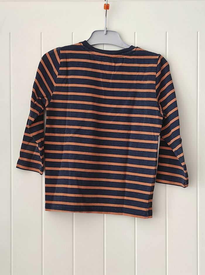 👦 T-shirt manches longues garçon 4 ans – Marine et camel - photo numéro 3
