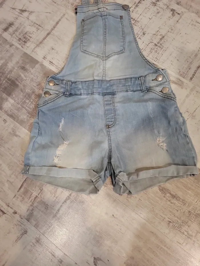 Salopette courte jeans femme - photo numéro 2