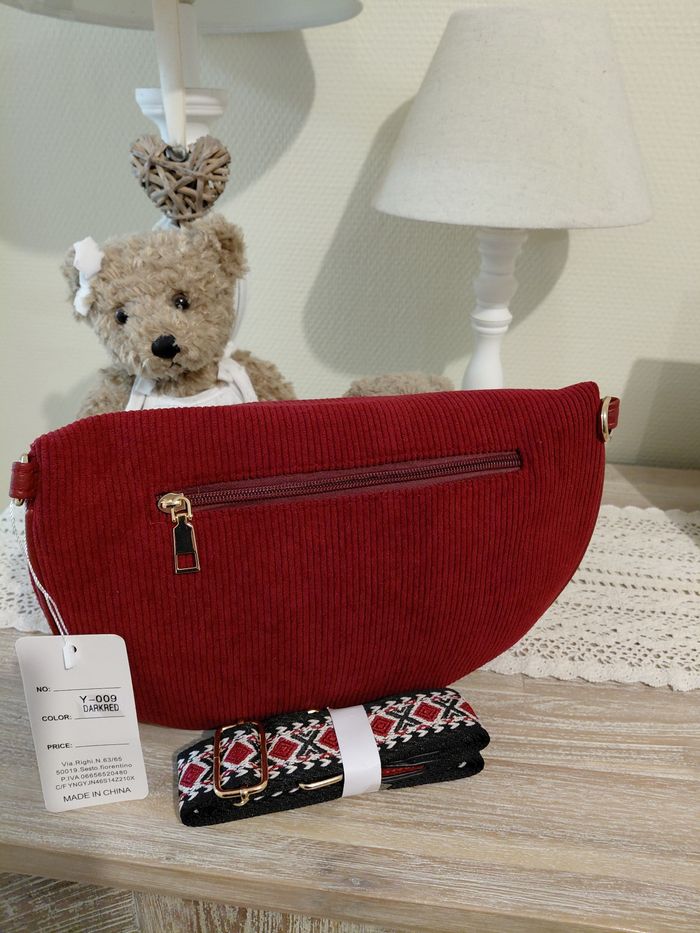 Sac banane velours côtelé bordeaux - photo numéro 2