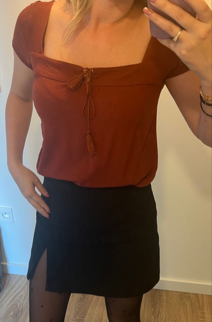T-shirt style blouse Stradivarius terracotta taille S - photo numéro 1